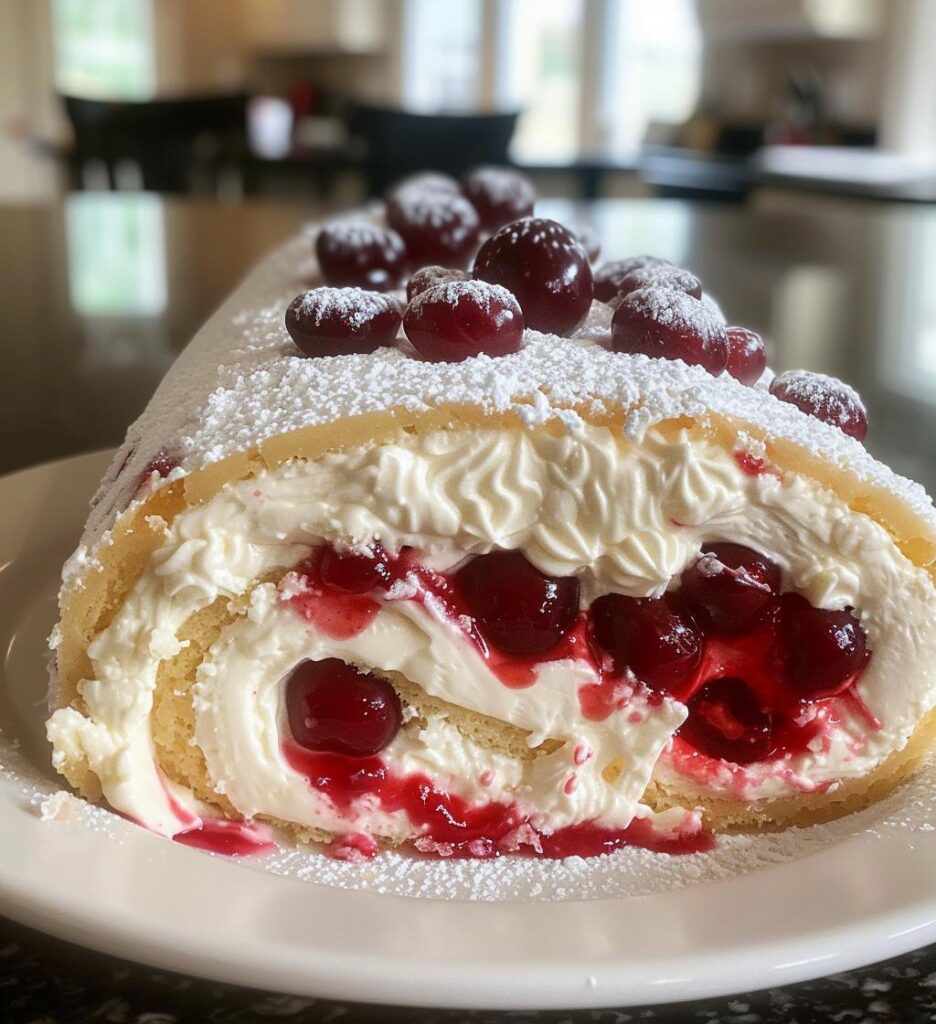 cherry cheesecake cake roll