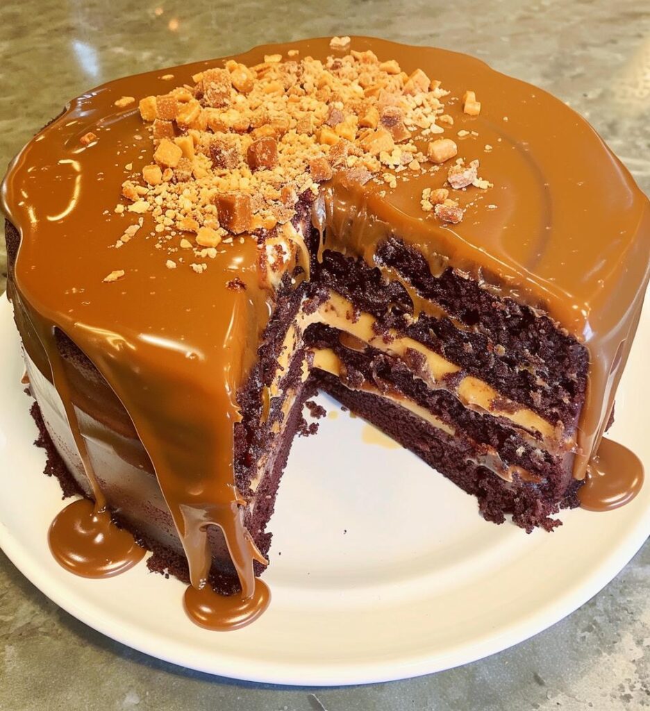 chocolate caramel toffee cake
