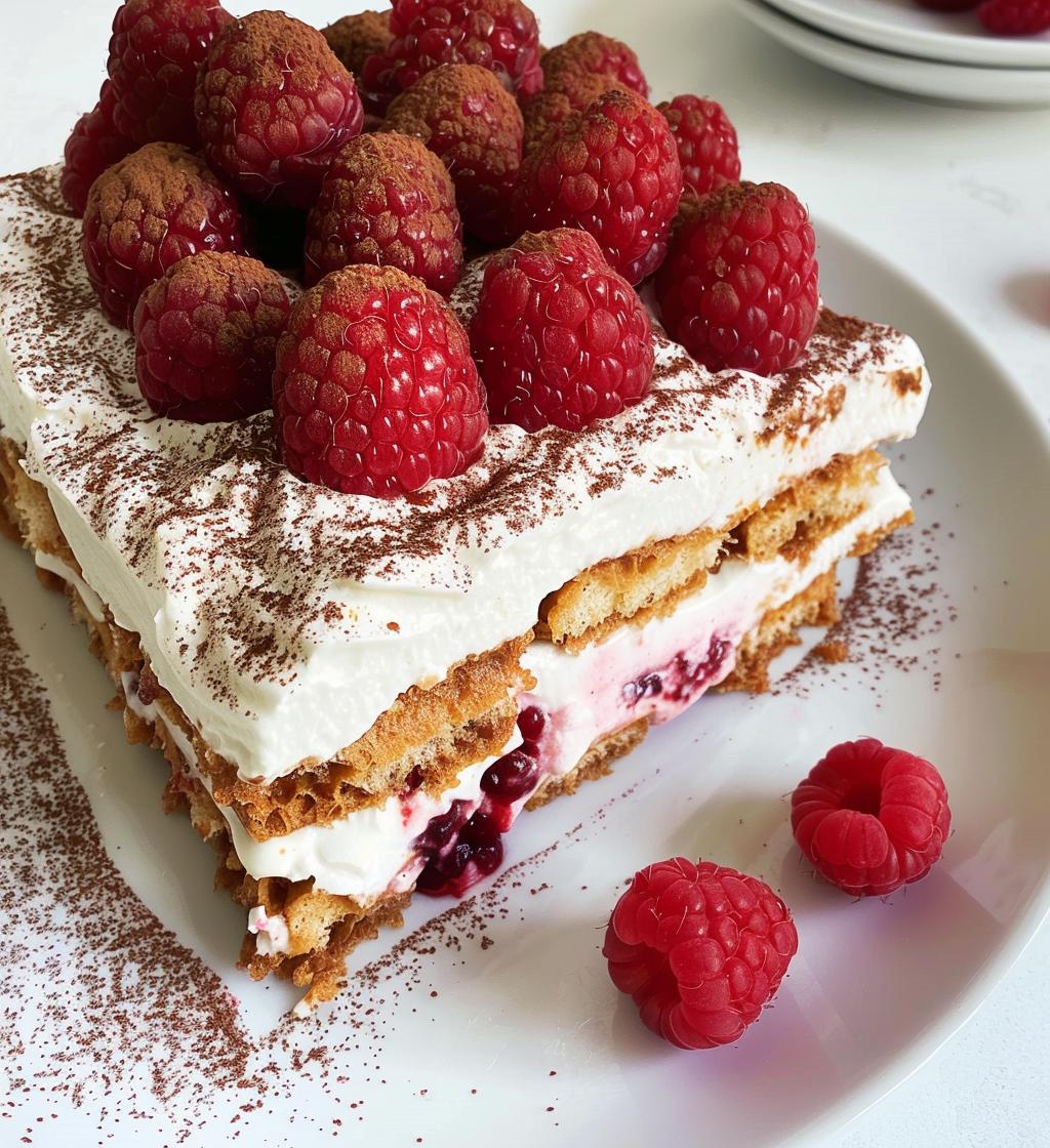 fresh raspberry tiramisu dessert
