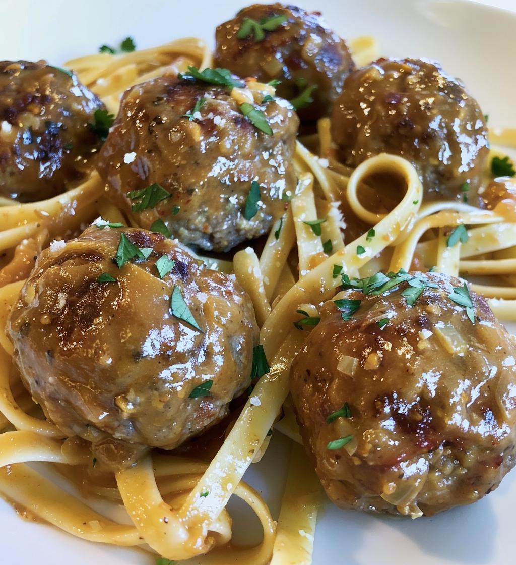 garlic butter meatballs linguine