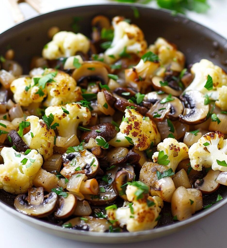 garlic cauliflower mushroom skillet