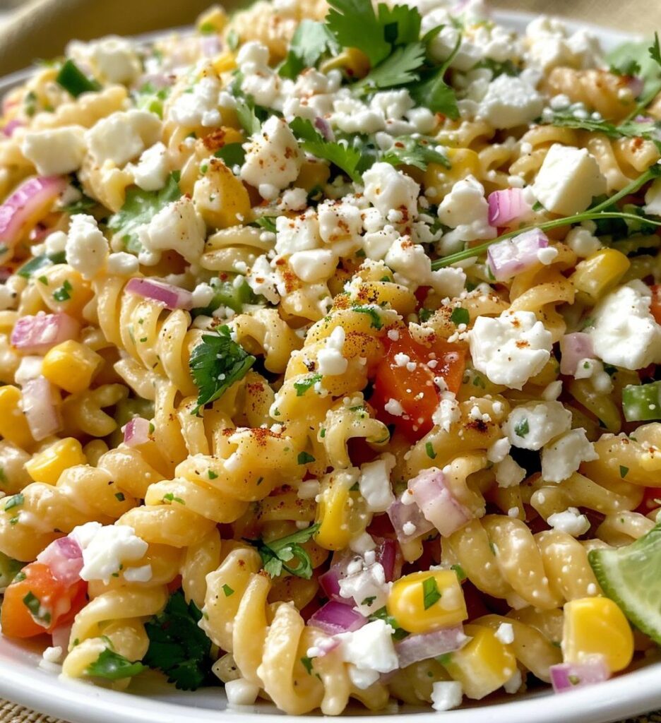 healthy street corn pasta salad