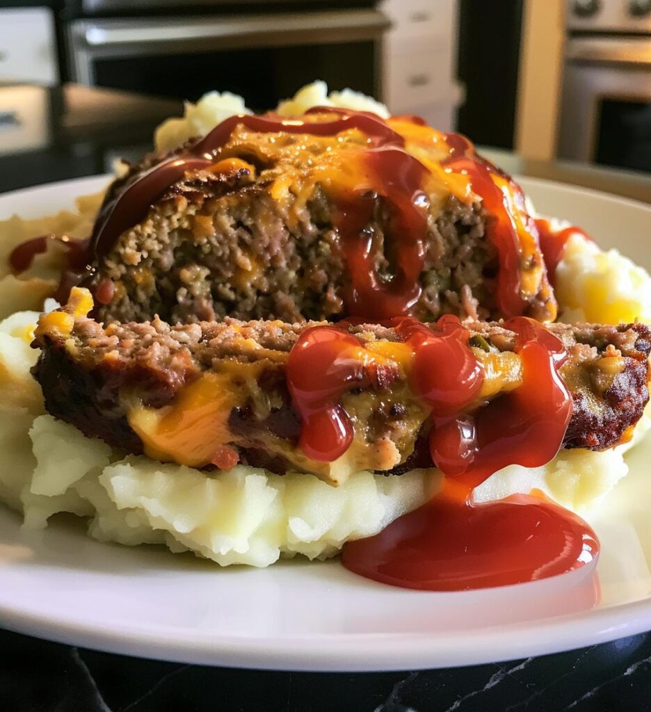 loaded potato meatloaf dinner