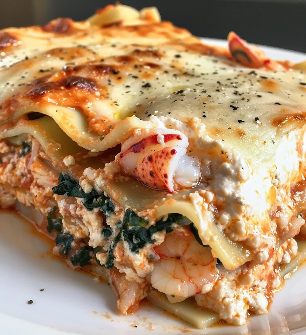 seafood lasagna with lobster