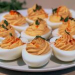 spicy chili garlic deviled eggs