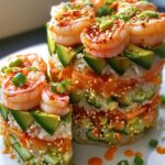 spicy shrimp sushi stacks