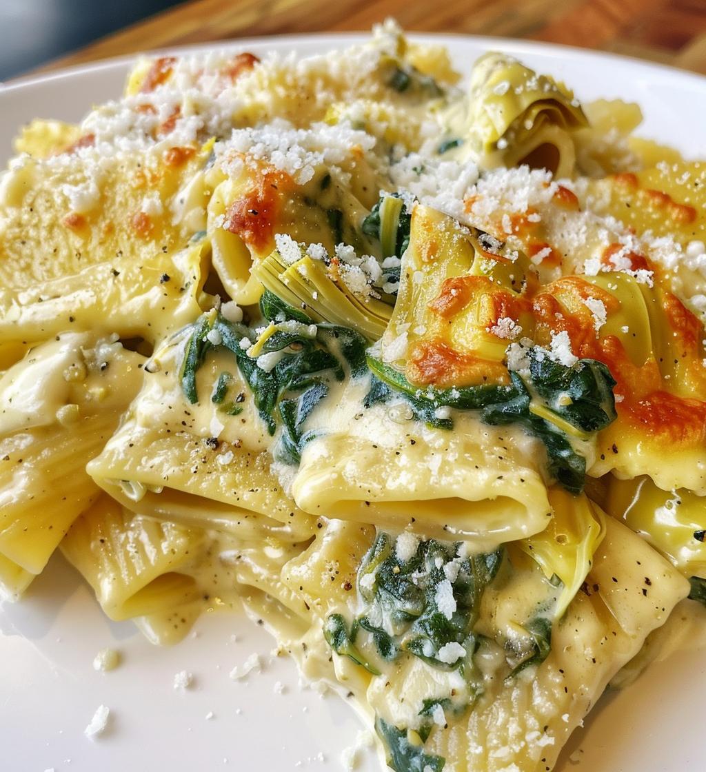 spinach artichoke pasta dish