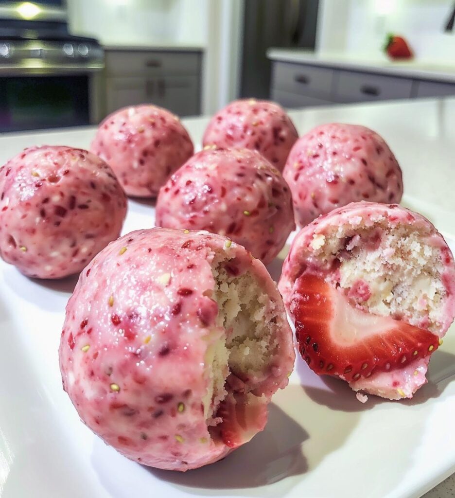 strawberry cheesecake protein balls