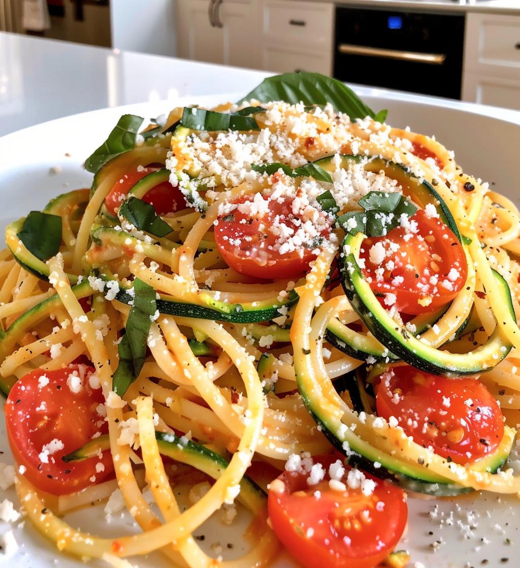 tomato zucchini pasta dish
