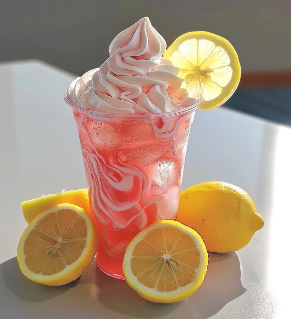 whipped pink lemonade drink