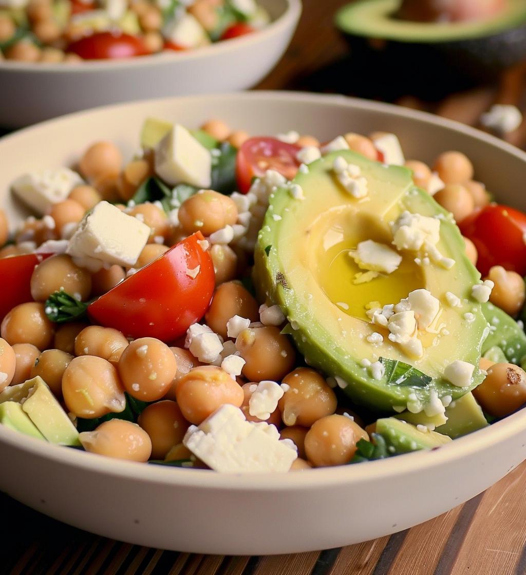 Chickpea Feta Avocado Salad