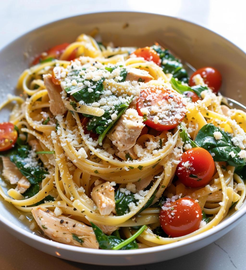 Tomato Spinach Chicken Pasta
