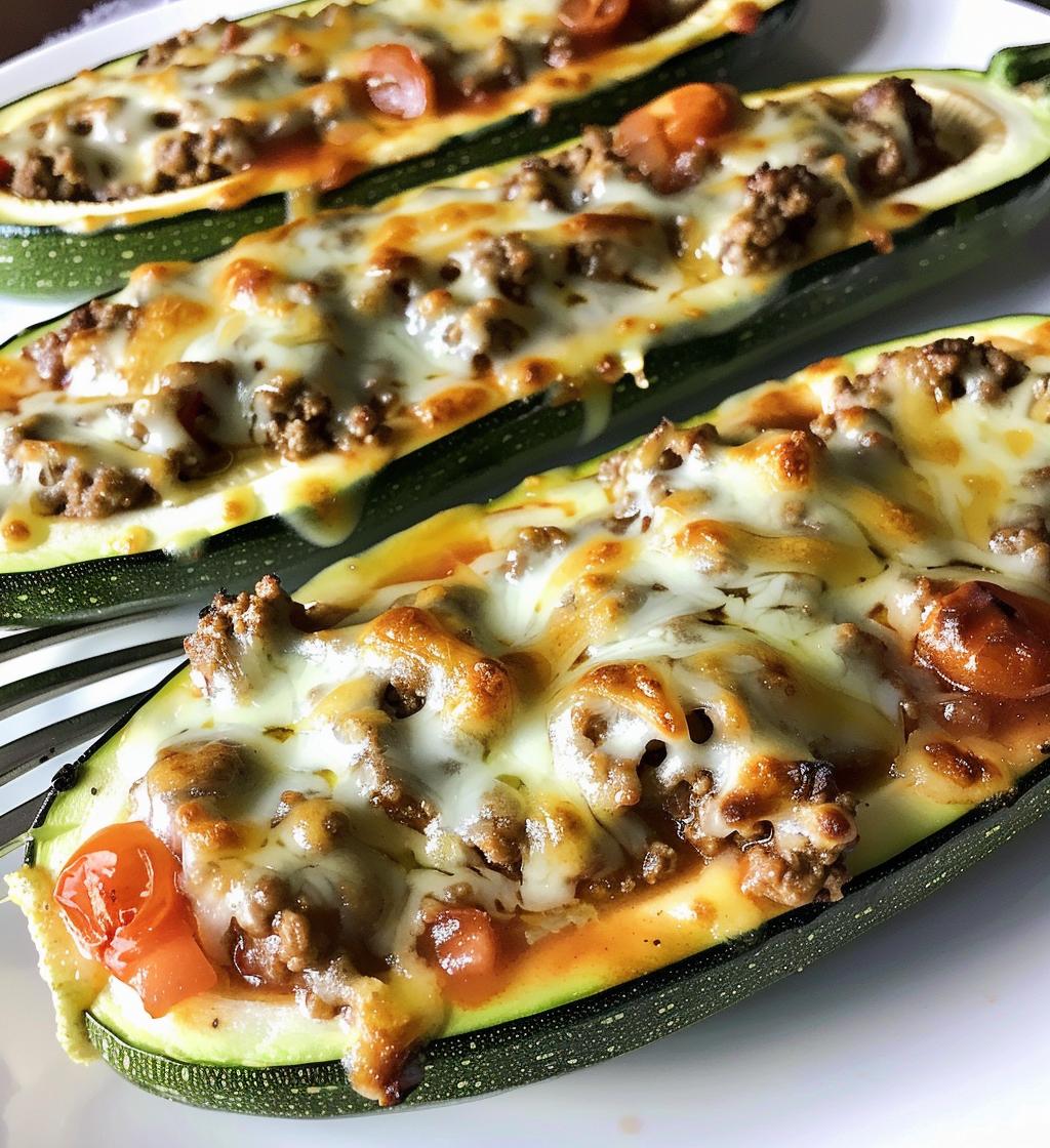 Ground Beef Zucchini Boats