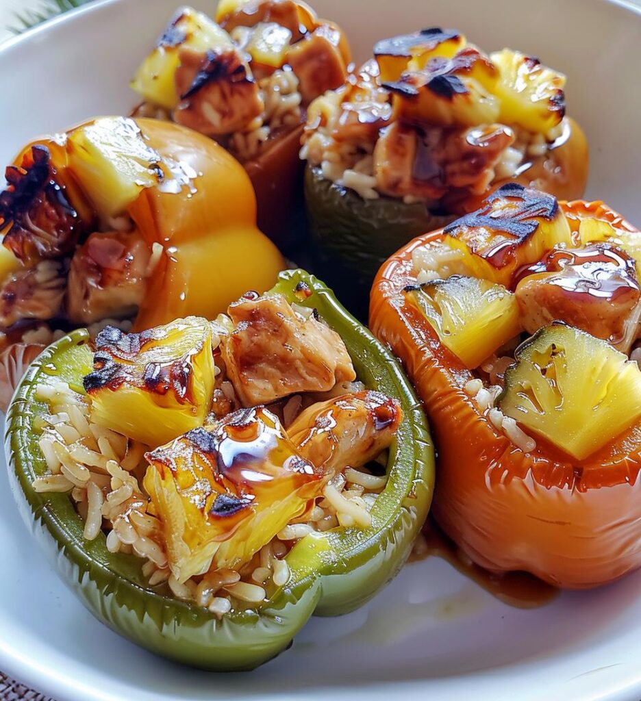 Teriyaki Pineapple Chicken Stuffed Peppers
