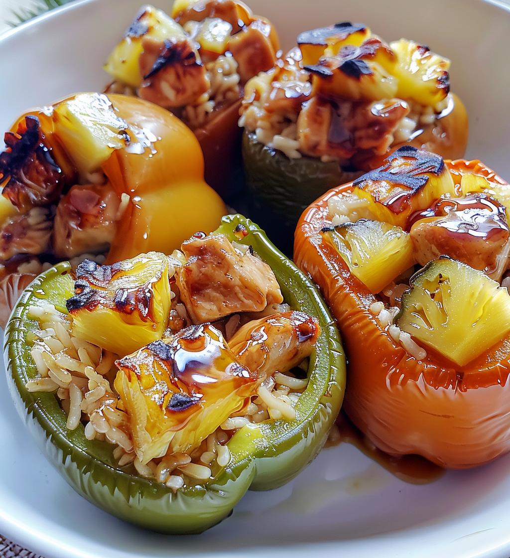 Teriyaki Pineapple Chicken Stuffed Peppers